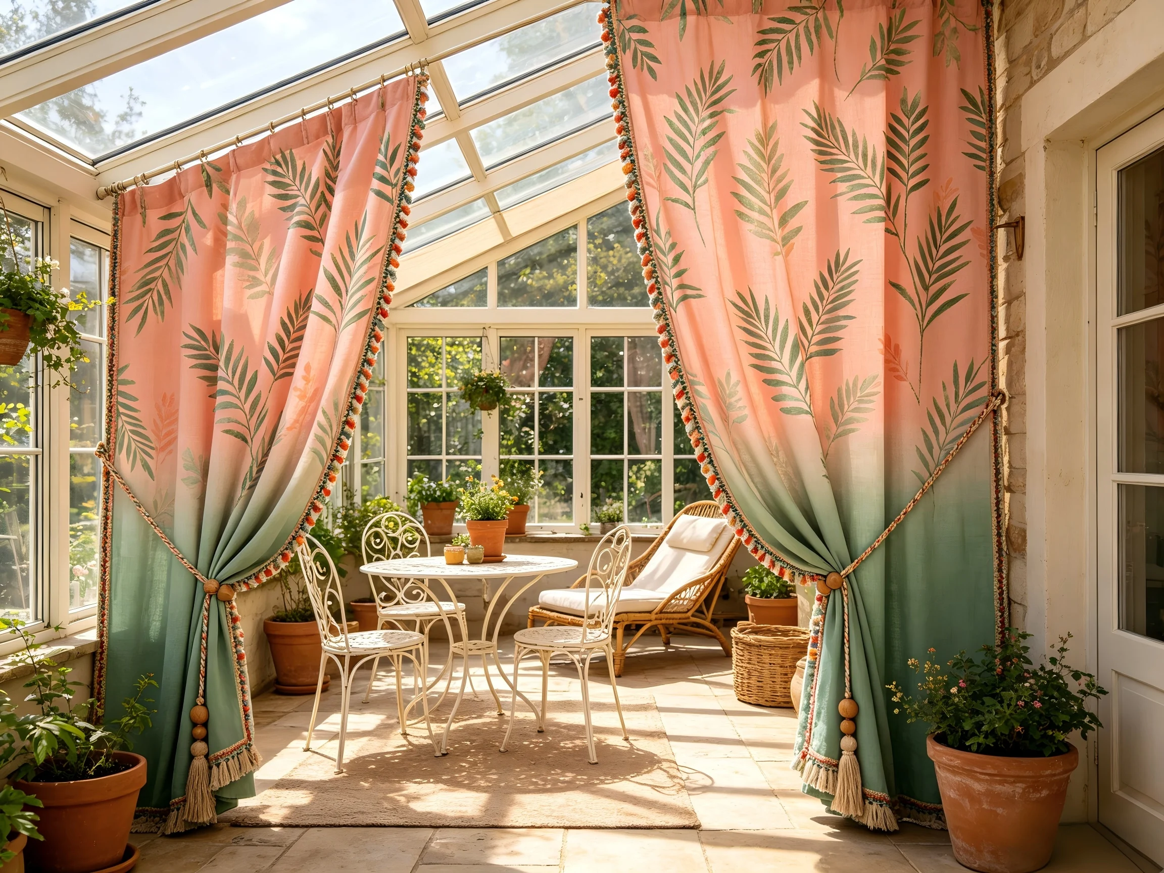 200265   Coral powder gradient sunscreen fabric curtain