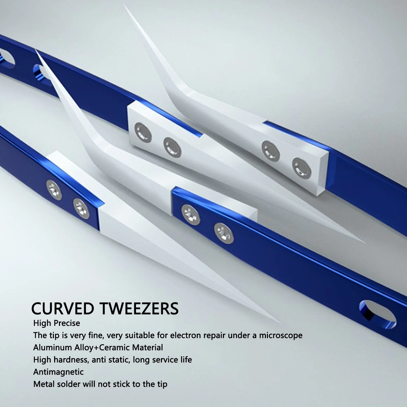 

Ceramic Tweezers for Precision Work, High-Temperature Resistance, Anti-Static Curved Tips for Welding and Repair Jobs