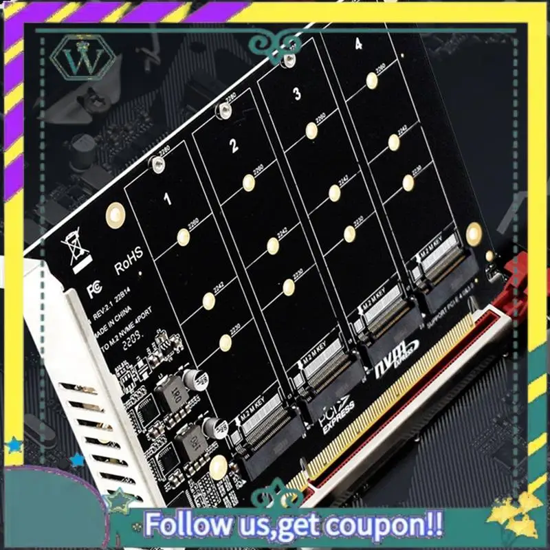新しい 4 ポート M.2 Nvme SSD から PCIE X16M キーハードドライブコンバータリーダー拡張カード、4 X 32Gbps 転送速度