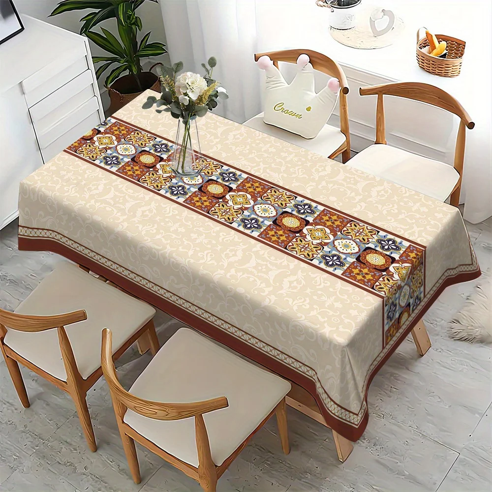 JIT + 1pc polyester tablecloth, simple style tablecloth, woven table cover, floral flower print tableclothzyc