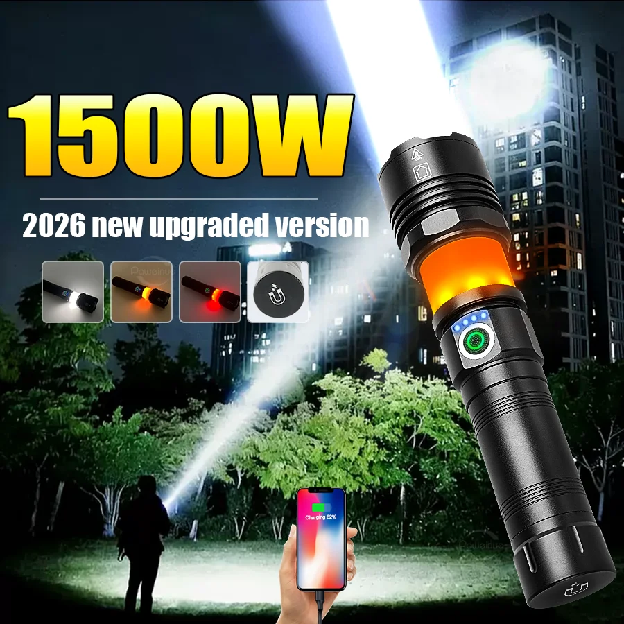 Ultra Bright Outdoor Hand Lantern 95000000LM LED Flashlight High Power Waterproof Rechargeable Flash Lights Fishing Camping Lamp