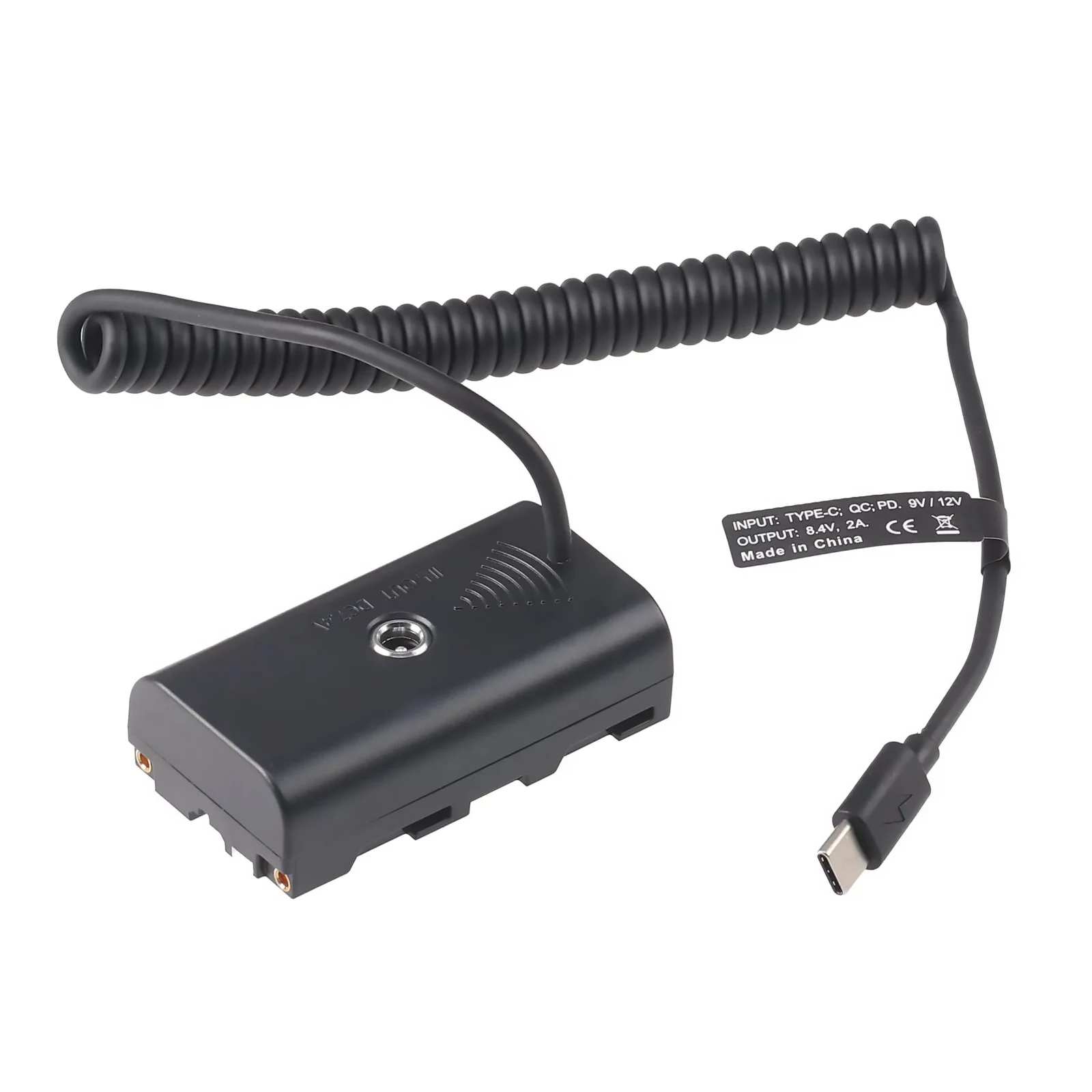 USB-C to NP-F550 Dummy Battery Power Adapter Cable For Sony NP-F Series Battery Monitor LED Fill Light