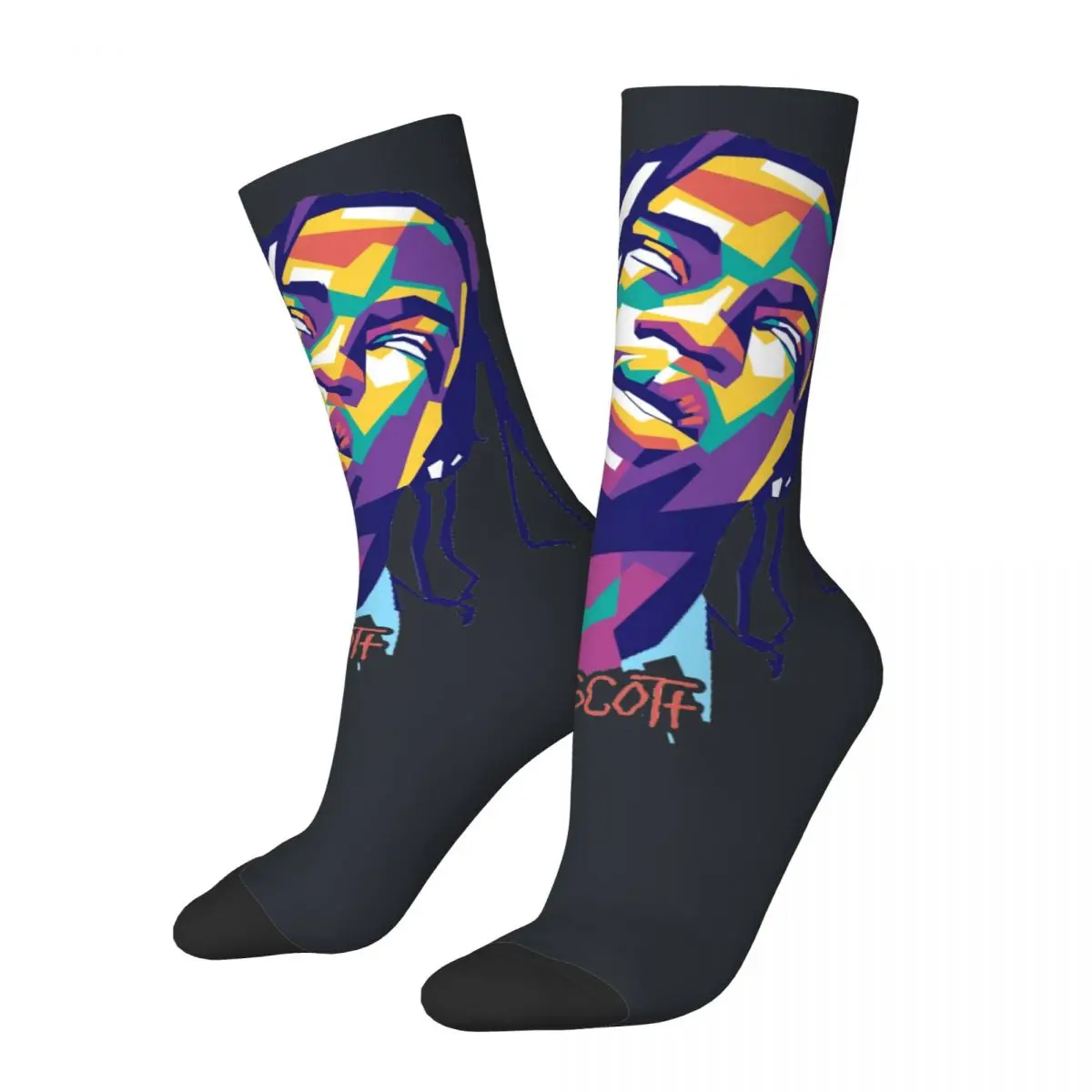 Funny Travis Men's Socks Retro Harajuku rapper Hip Hop Novelty Pattern Crew Sock Gift Printed official-website tops fugees