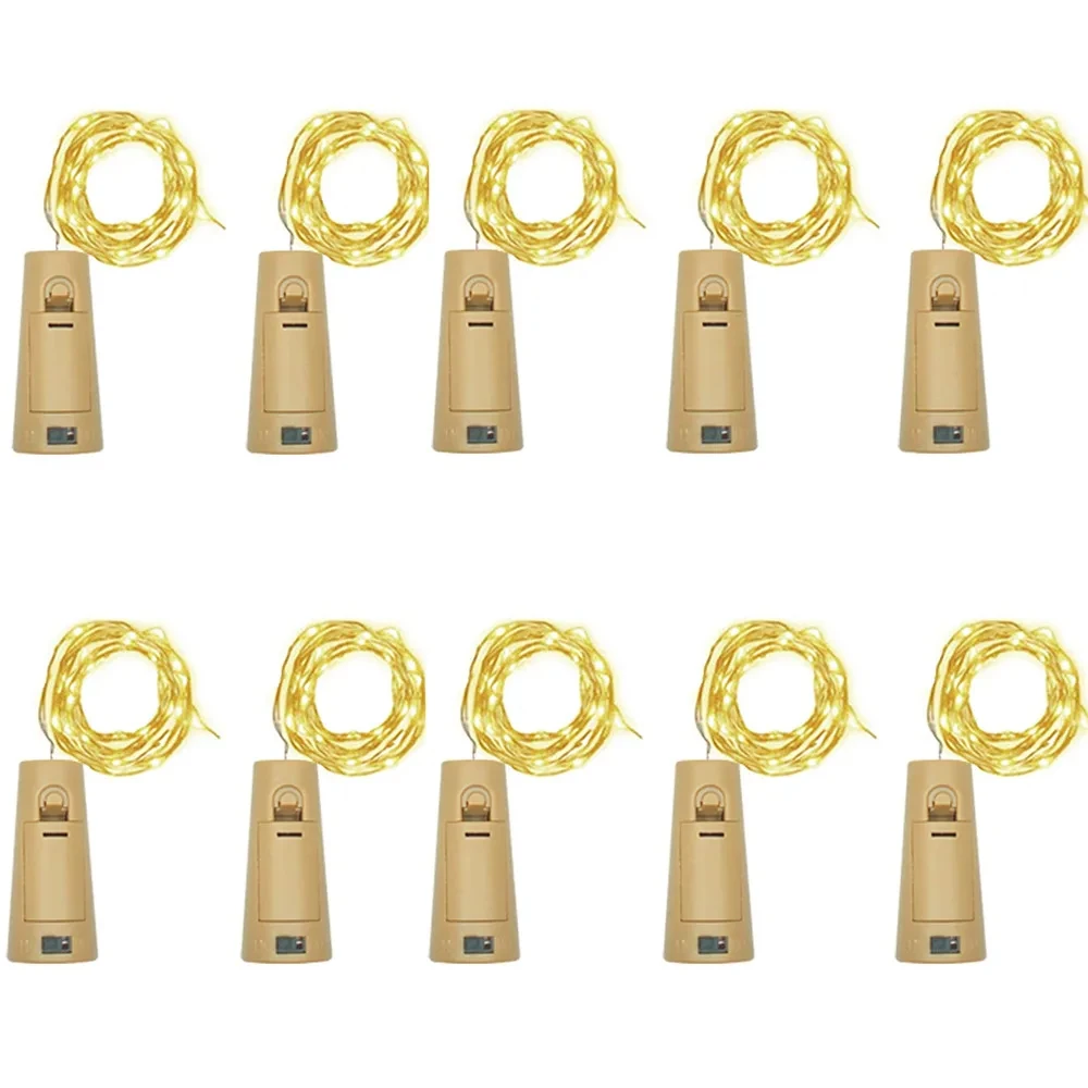 20 LED 10 Packs Wine Bottle Lights Copper Wire Fairy String Light Warm White Bottle Stopper Atmosphere Lamp for Xmas Holiday