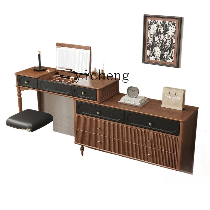 

ZC medieval dresser, integrated chest and cabinet, all solid wood storage cabinet, bedroom, new French retro makeup table