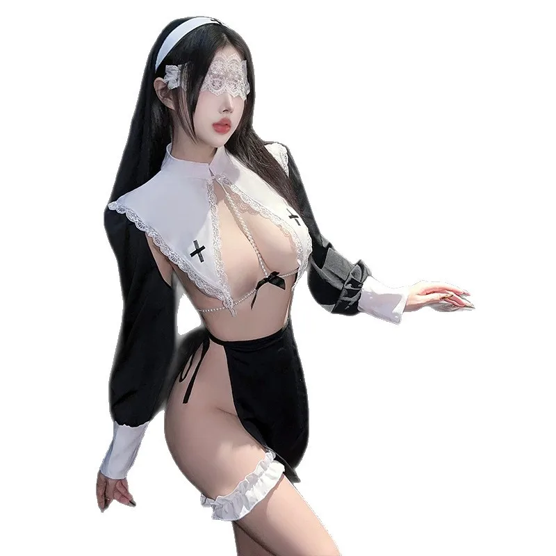 Sexy Nun Uniform Nurse Cosplay Costumes Women Dress Erotic Lingerie Outfits Halloween Adult Sex Party Porno Role Play Temptation