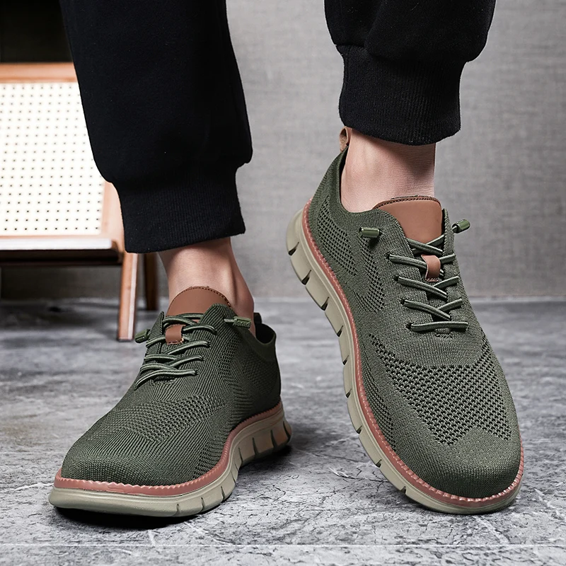 

Men Mesh Casual Sports Shoes Anti Slip Wear-Resistant Breathable Cushioning Color Blocking Design Versatile Casual Sports Shoes