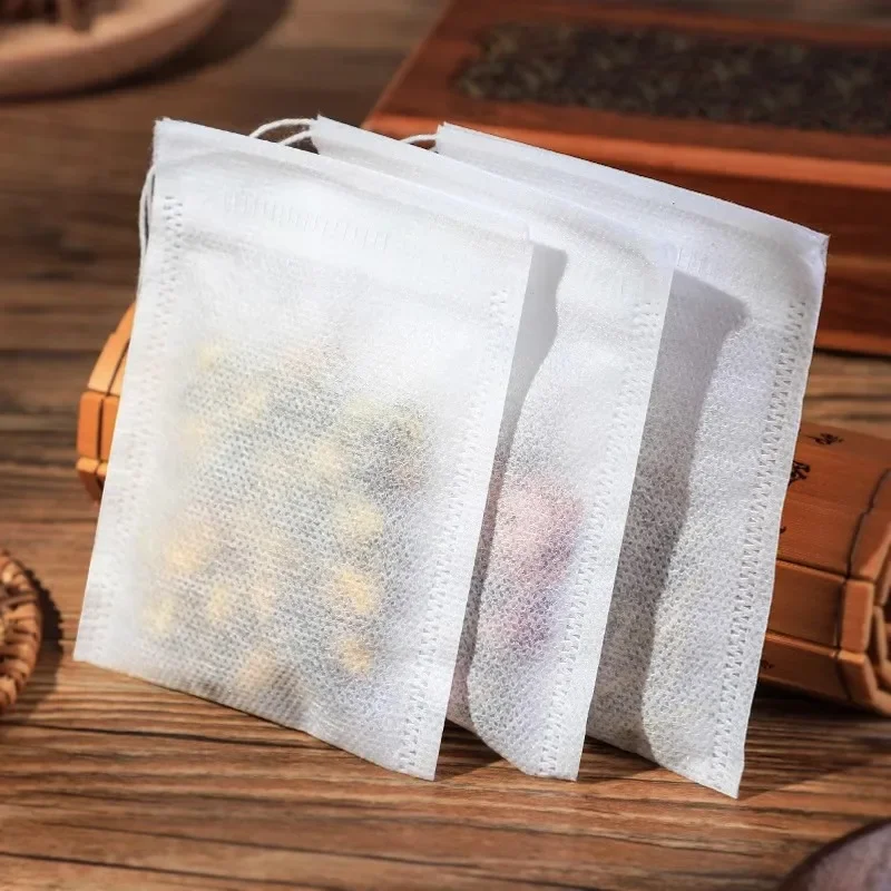 50/600 Uds. Bolsas de té desechables, bolsitas de té de sellado no tejidas, papel de filtro con cordón, utensilios para té de cocina, café, té suelto, bolsa de especias