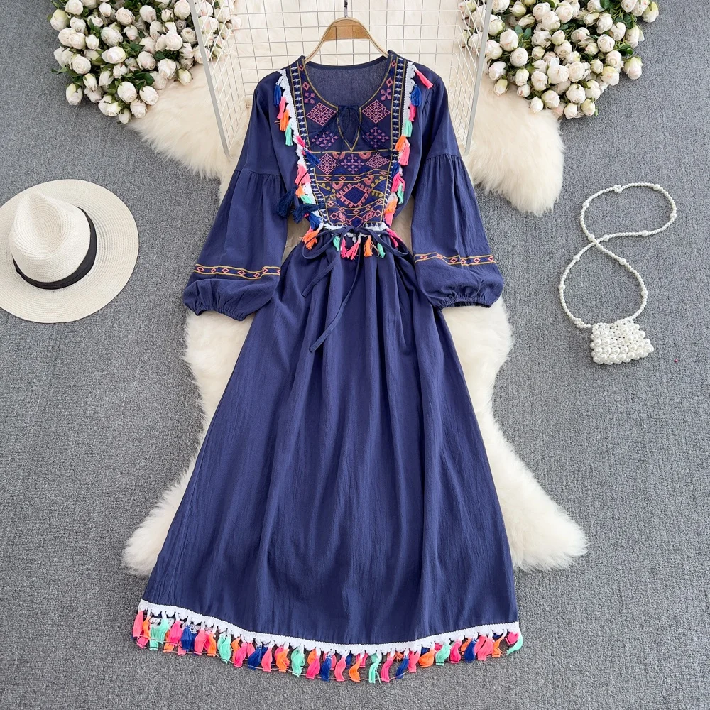 Elegant Bohemian Retro Ethnic - Linen Dress Wrap ulasan dan harga