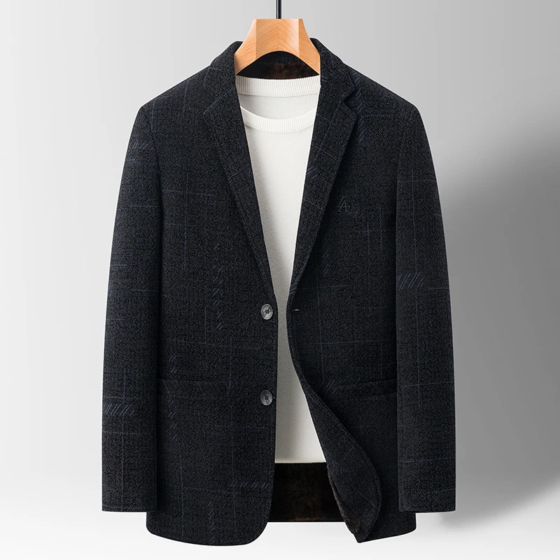 

2025 Men's Casual Business Suit Coat with Fur High-Quality Fashionable Stylish Versatile Outerwear for Men