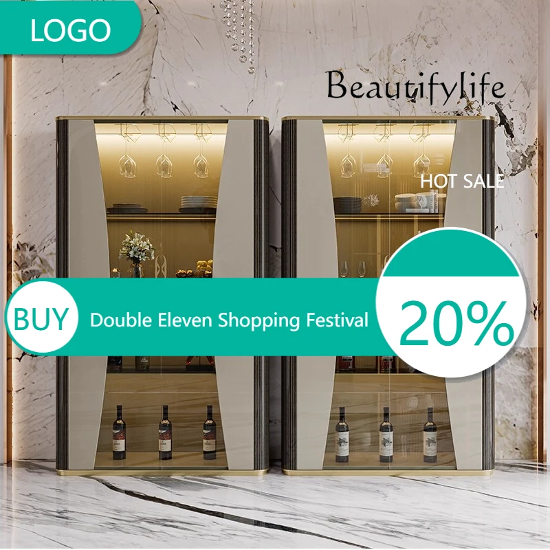 

T Light Luxury Glass Wine Cabinet Against The Wall Restaurant Simple And Fashionable Modern Italian High-end Paint Bookcase