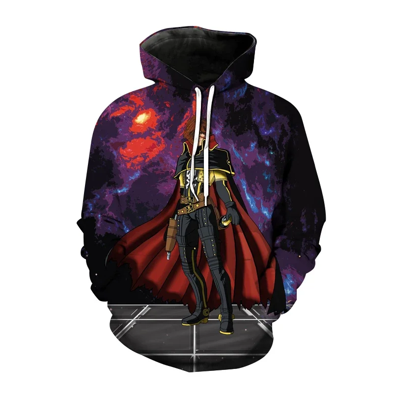 Anime Hoodies Space Pirate Captain Harlock Albator 3D Print Men Women Fashion Sweatshirts Oversized Hoodie Kids Pullover Clothes