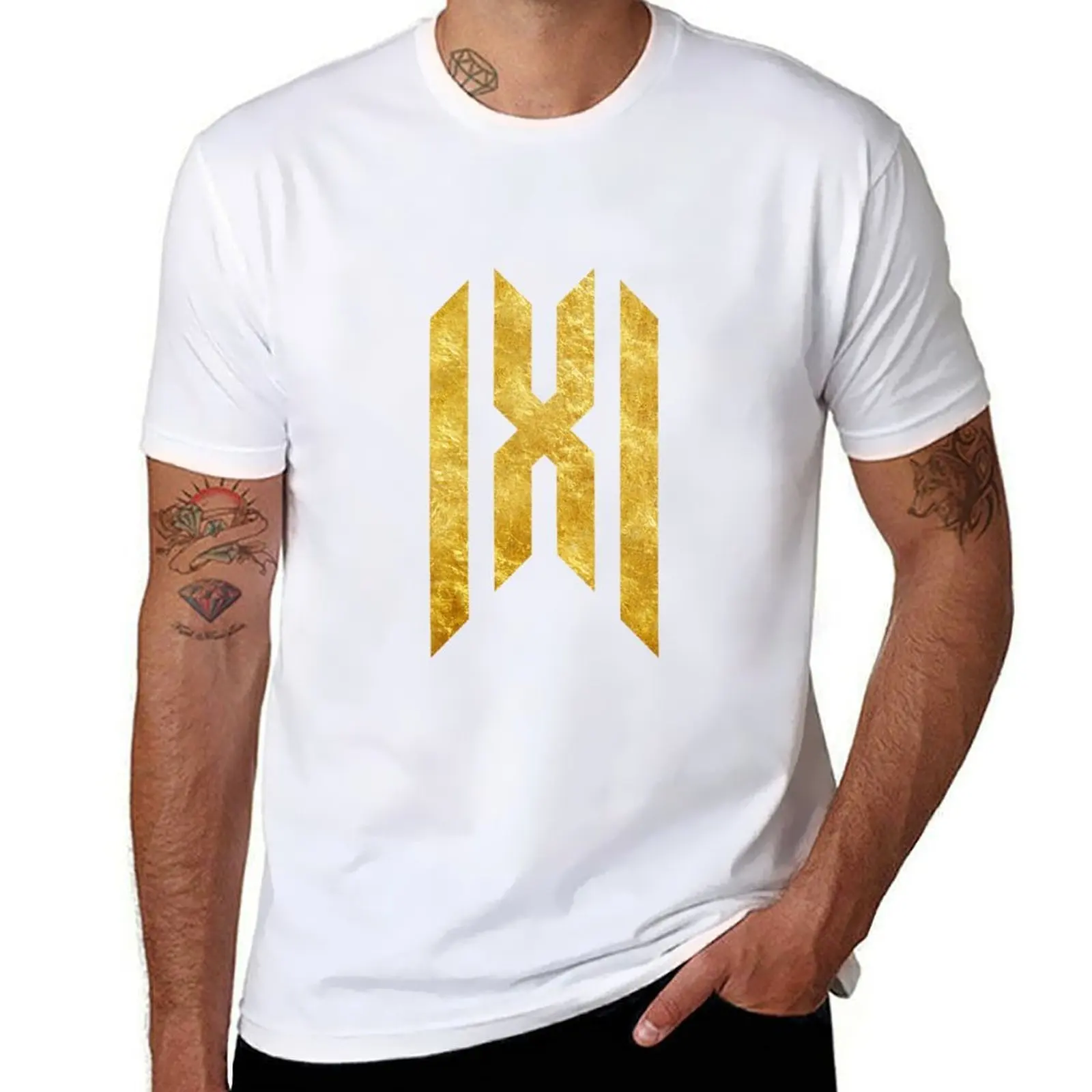 

print monsta x gold logo T-Shirt t shirts designer man t shirt heavy cotton T-Shirt
