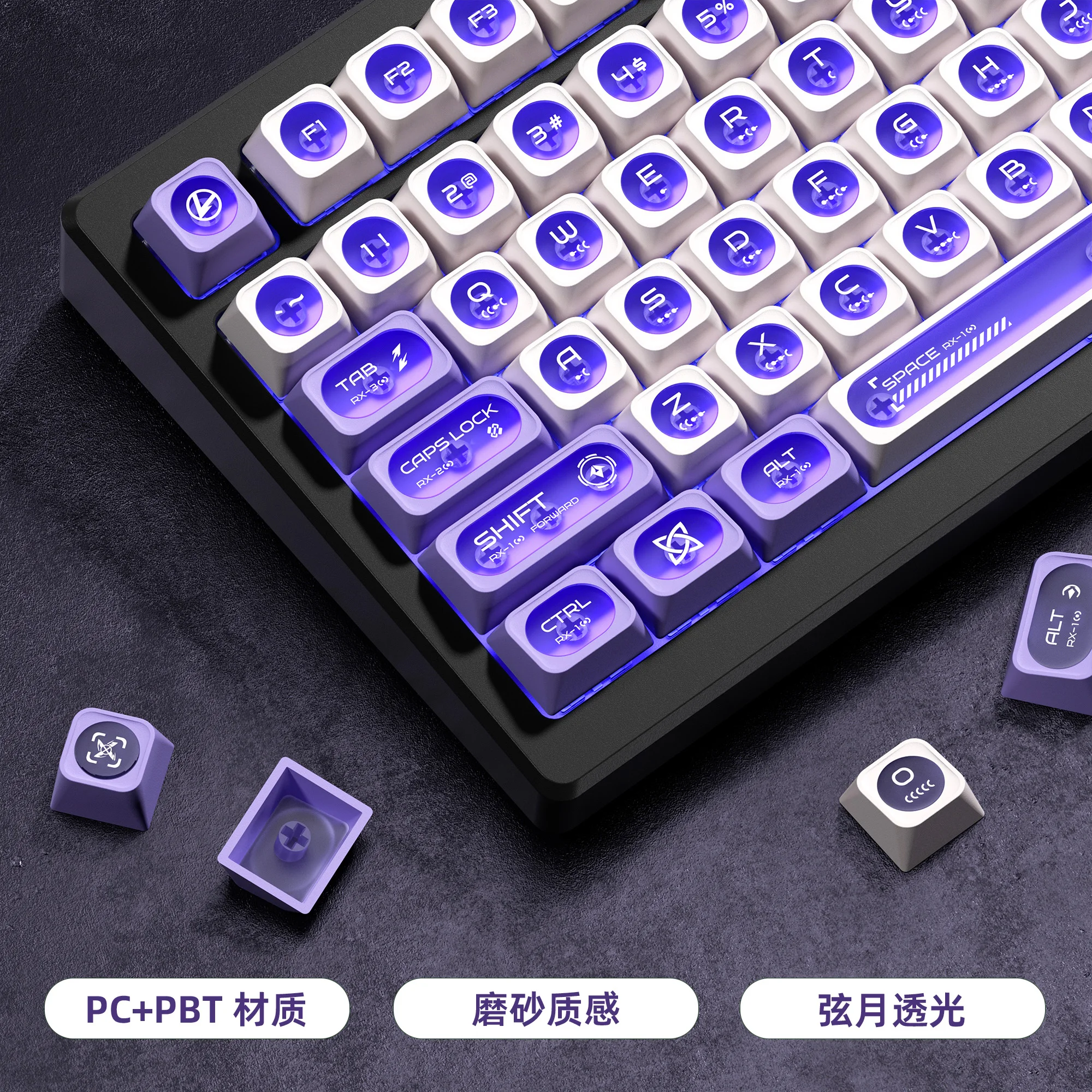 

XVX Cat's Eye Stone Max Keycap Transparent PC Frosted Key Caps for Alice Mechanical Keyboard Pink/purple/green Cherry Keycaps