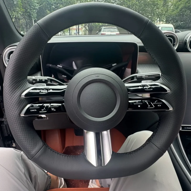 Custom Car Steering Wheel Cover Anti-Slip Microfiber Leather For Mercedes Benz AMG GT E63 EQE 43 53 SL43 Steering Wrap Cover