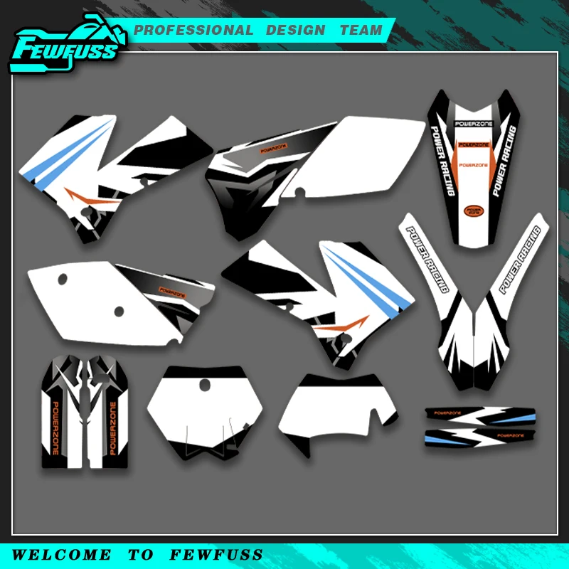 Fewfuss for KTM EXC EXCF 125 200 250 300 400 450 525 2006 2007 Graphics Decals Custom Number Name Stickers Kit For SX SXF 05-06