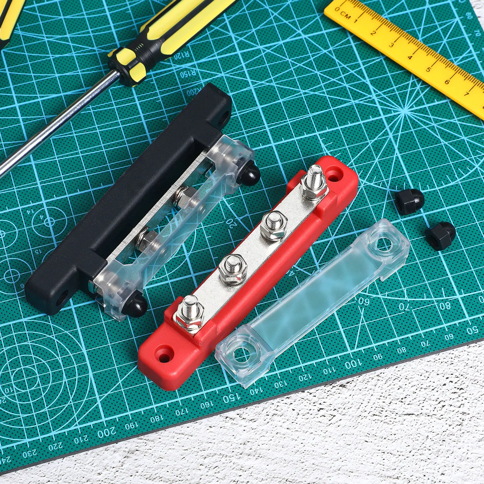 

2Sets Heavy Duty Bus Bar Terminal Block Distribution Block with Safety Cover for Marine Yacht Rv Truck Car 12V Power