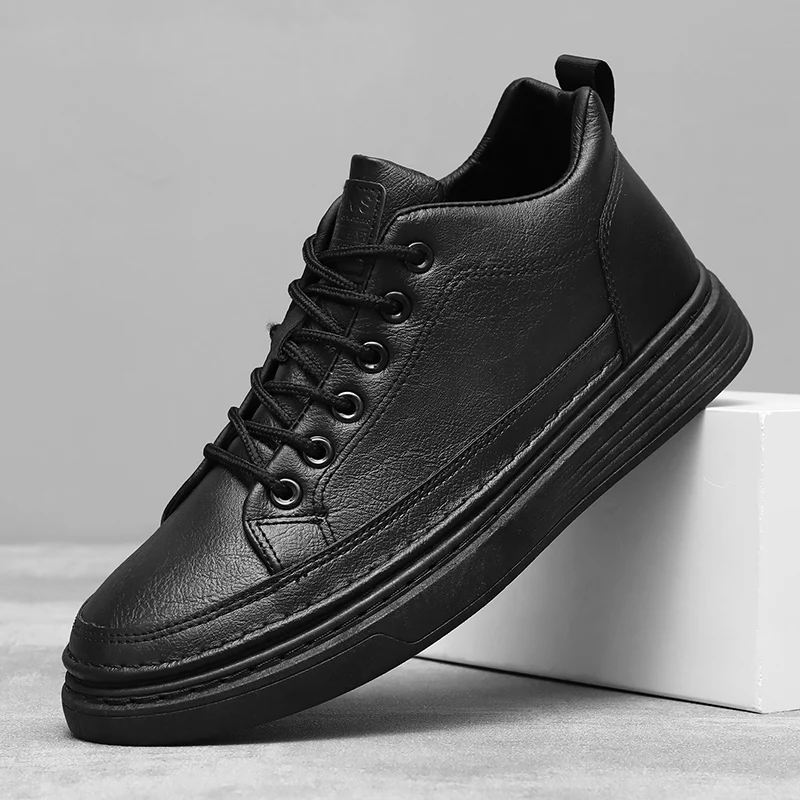 Baskets homme printemps-automne tendance à petits prix - Chaussures de travail confortables en cuir, style décontracté - Légères et légères_voghion.com