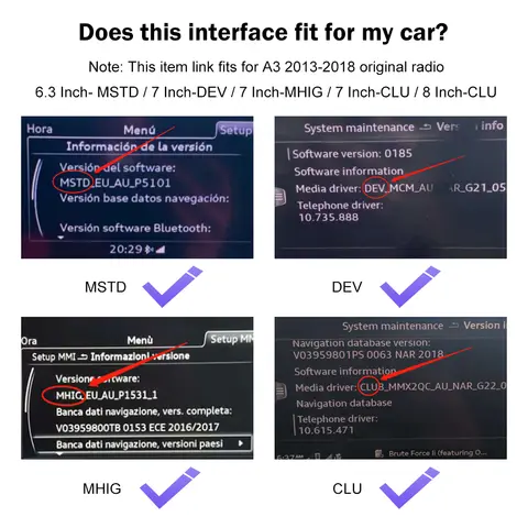 ऑडी A3 8v Q2 8P 2013-2018 के लिए एंड्रॉइड ऑटो वायरलेस कारप्ले, मिरर लिंक एयरप्ले ब्लूटूथ USB रिवर्स कैमरा फ़ंक्शन के साथ 6 best sales ऑडी ए3 2013 - №5
