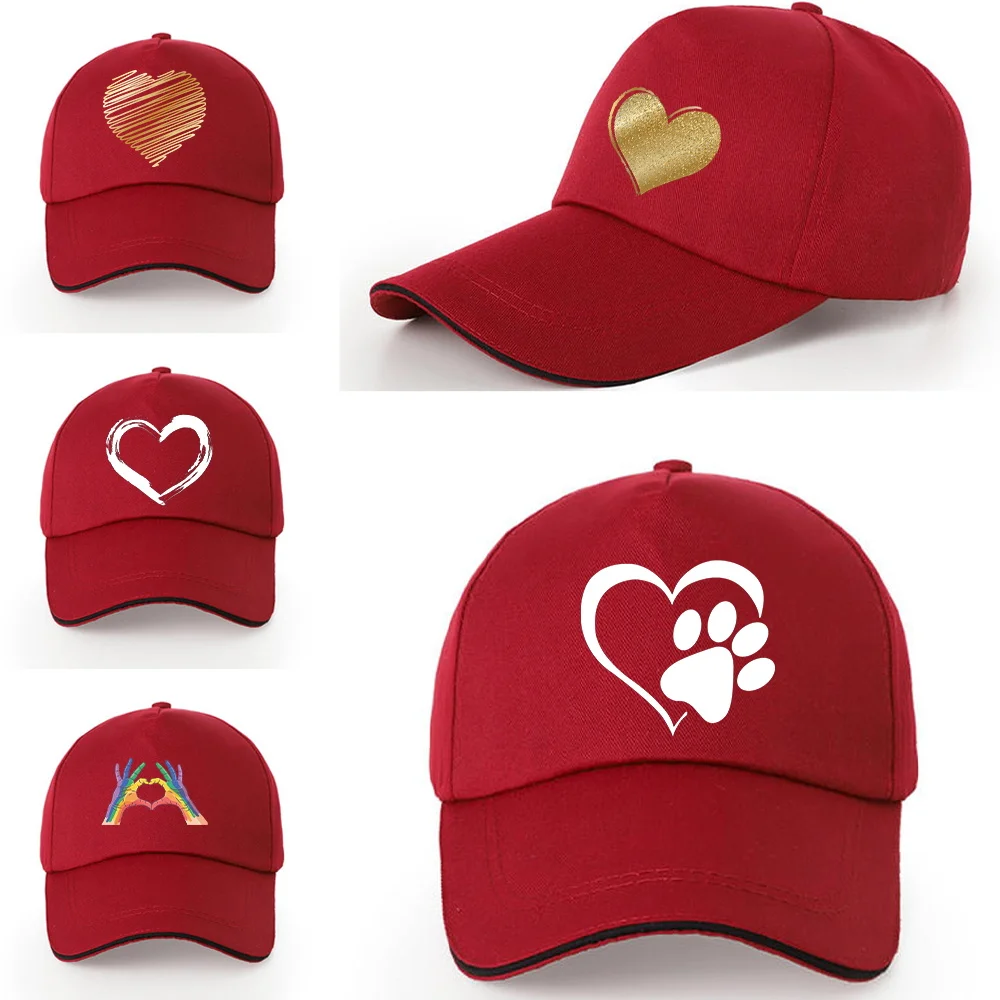 

Hip Hop Baseball Cap Summer Outdoor Sun Hat Casual Love Print Series Cotton Adjustable Hat Hip-hop Essential Hat