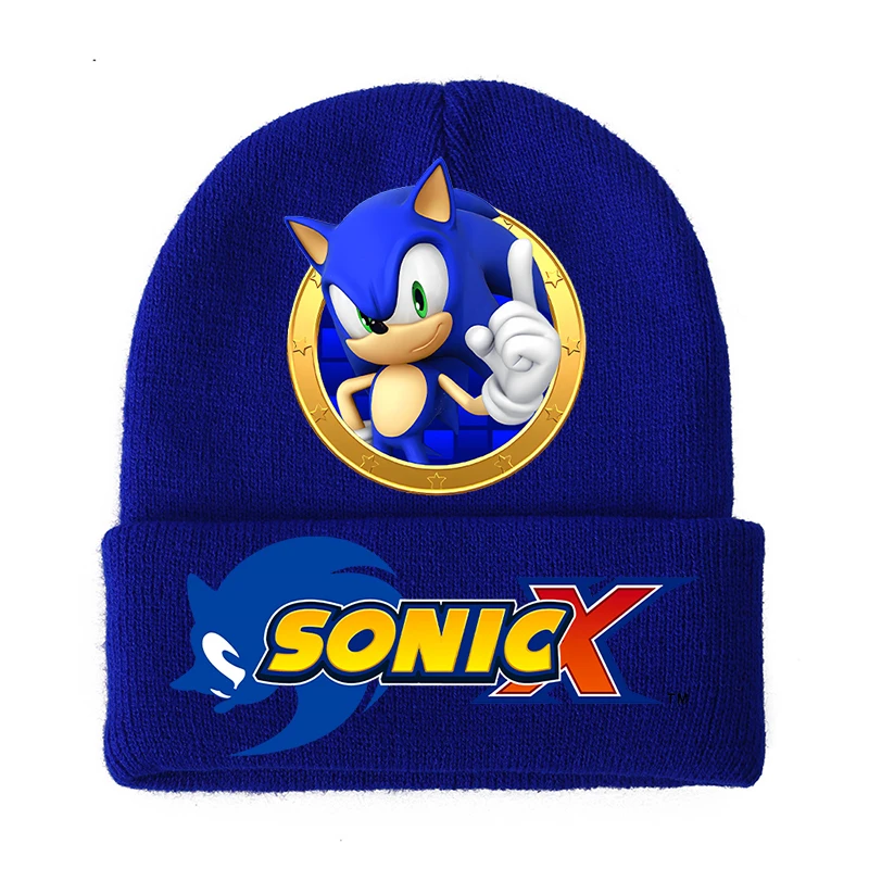 Sonics Knitted Hat Fashion Anime Children's Winter Warmth Outdoor Sports Warm Caps for Kids Beanies Hats Bonnet Boys Casual Cap