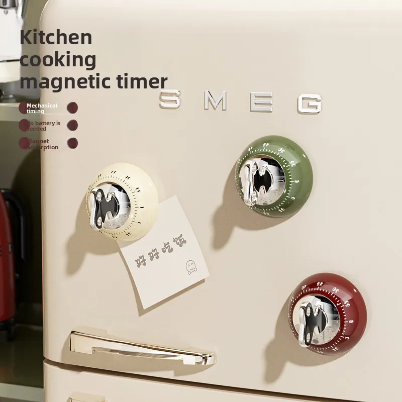 Kitchen Magnetic Timer, Light Luxury, Accurate Countdown Timer, Adsorbs to Desktop and Refrigerator, Mechanical Timer
