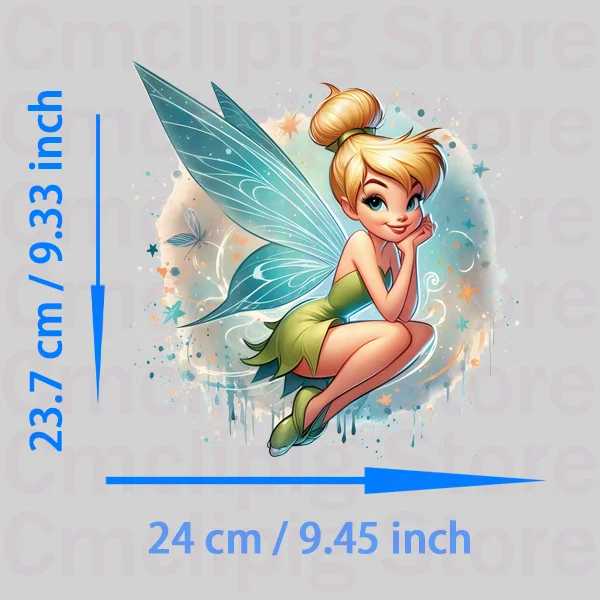 Water Color Disney Tinker Bell fusible clothing patches Clorhing stickers heat transfer vinyl DIY Sewing Decoration iron on