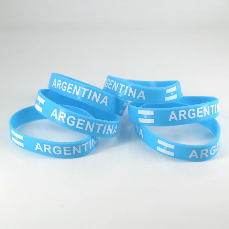 25x Argentina National Team Football Soccer Basketball Silicone Bracelet Bangle Wristband Sport Fashion Jewelry Party Gift