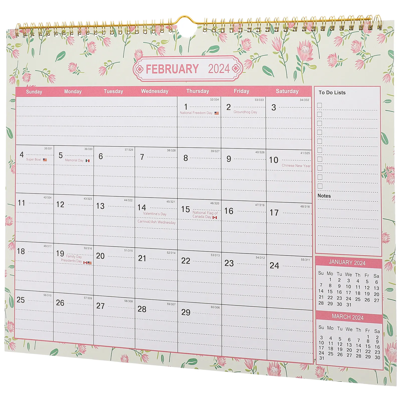 2024 2025 English Wall Calendar Simple Hanging Countdown Appointment Daily Use Calendar for Home Office