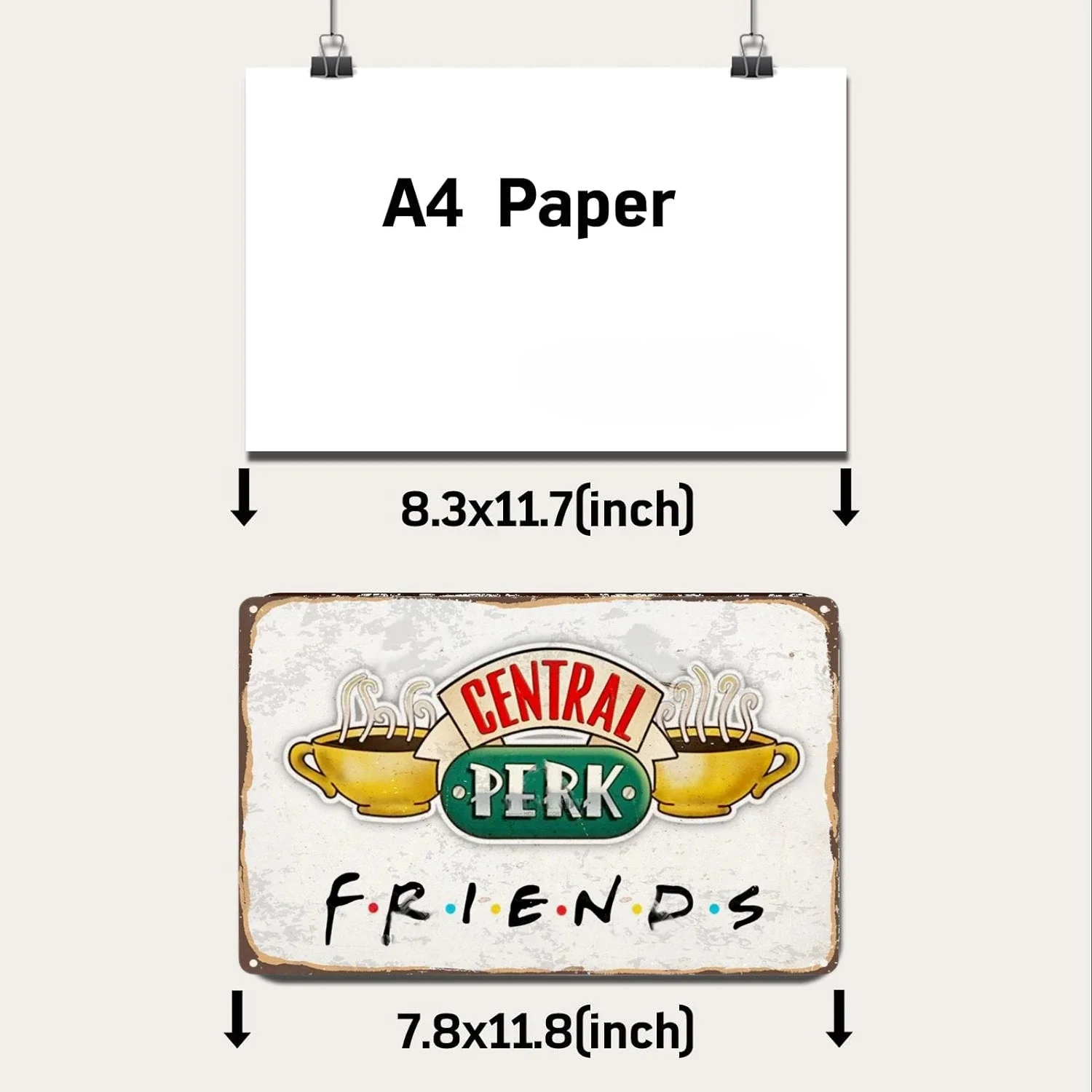 Vintage Central Perk Friends Coffee Tin Sign Metal Posters Sign Living Room Decorative Plaque Retro Plate Cafe Kitchen