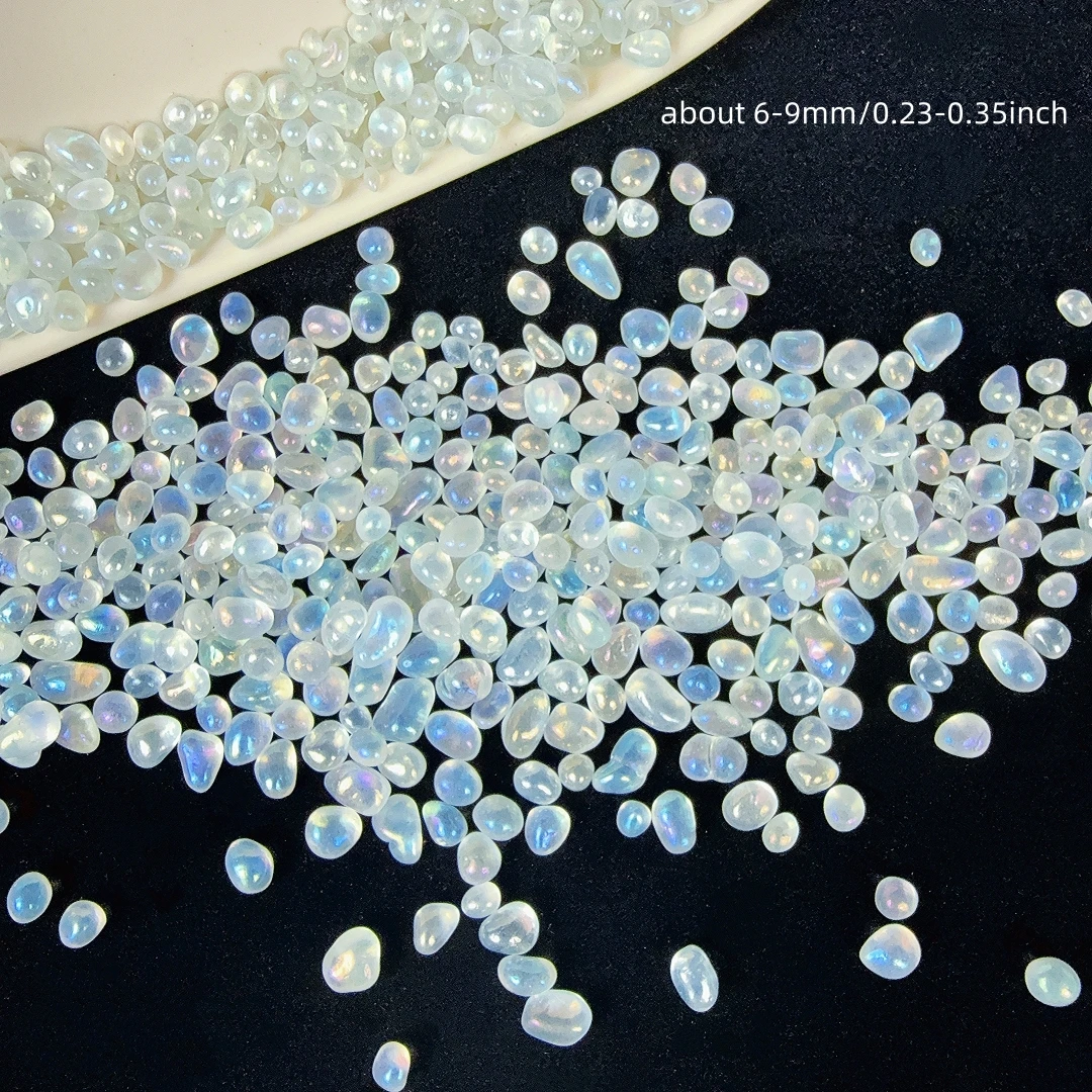 3-9mm Moonlight Stone Gravel Particles Blue Moonlight Fish Tank Decoration, Electroplated Moonstone Chips Landscape Decoration