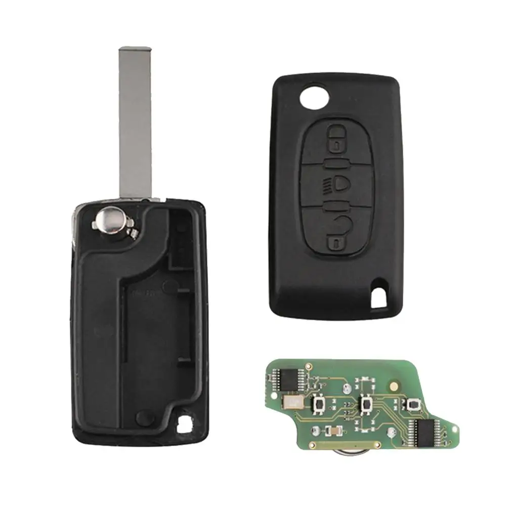 Remote Keyless Entry Fob 3 Button Flip Folding Case with Circuit Board for Citroen C3 C2 C4 C5