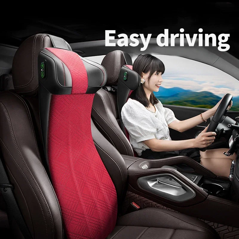 Car Integrated Headrest Lumbar Support Vibration Electric Massage Neck Pillow Waist Support Universal Car Cushion Back Support