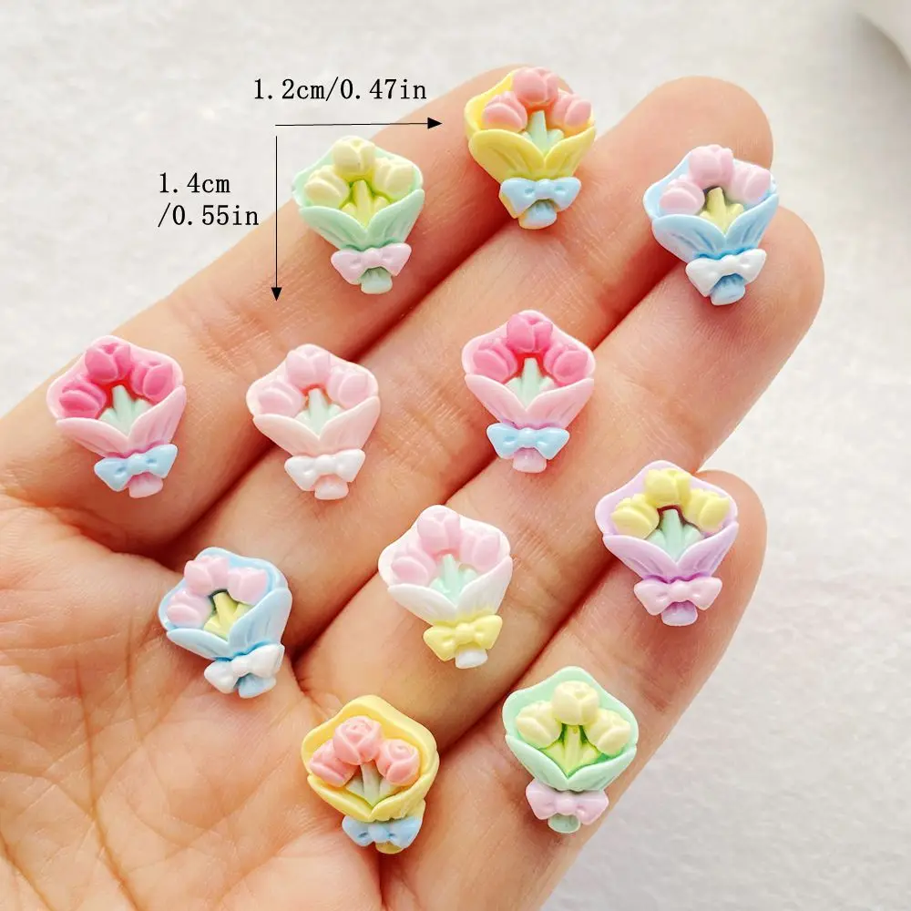 30pcs Resin Colorful Cute Valentine Rose Bouquet Nail Art Flatback Scrapbook DIY Wedding Applique Jewelry Accessories Crafts