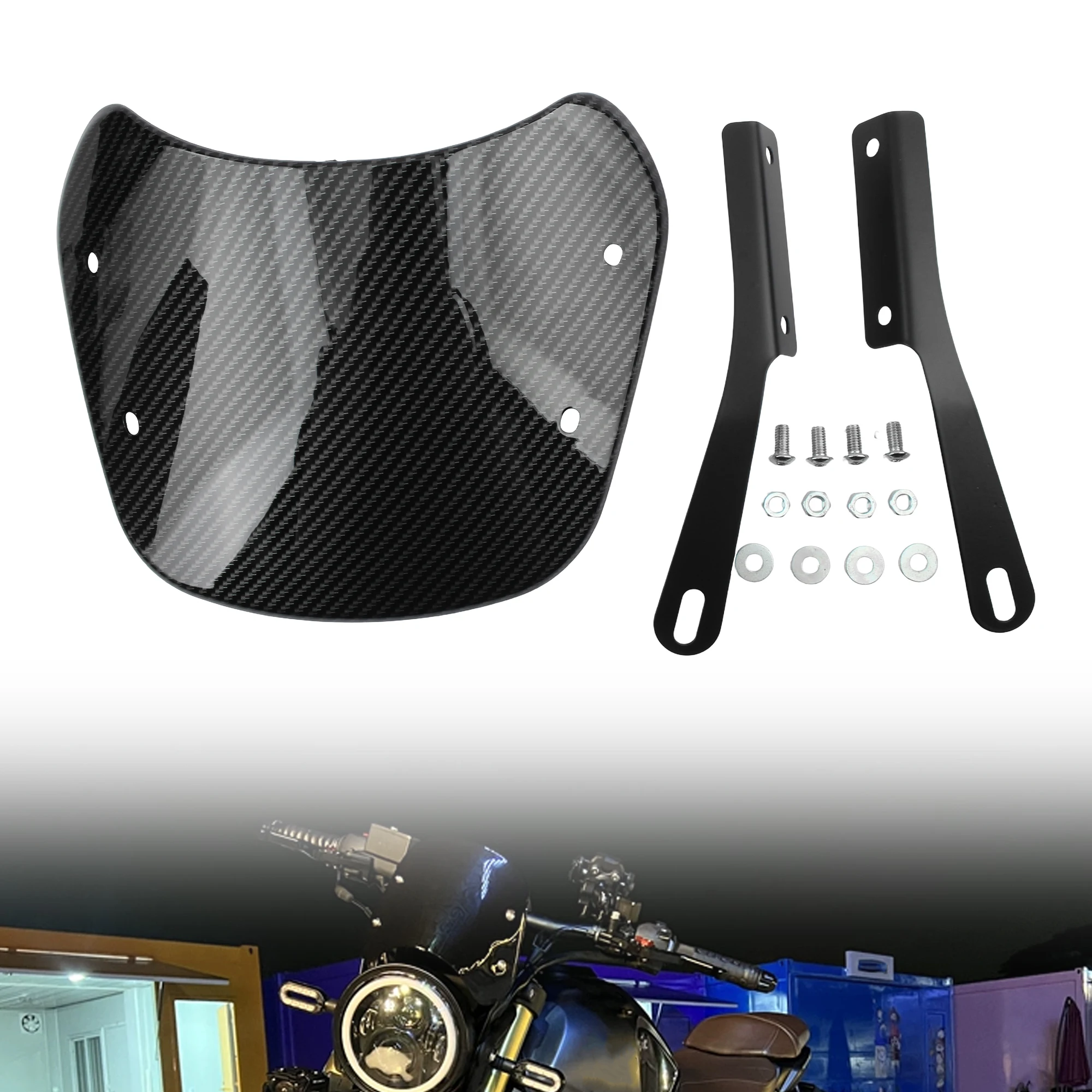 For Honda NAVi 5-7Inch Retro Motorcycle Modified Headlight Windshield Front Windscreen Deflector For Yamaha Kawasaki Suzuki