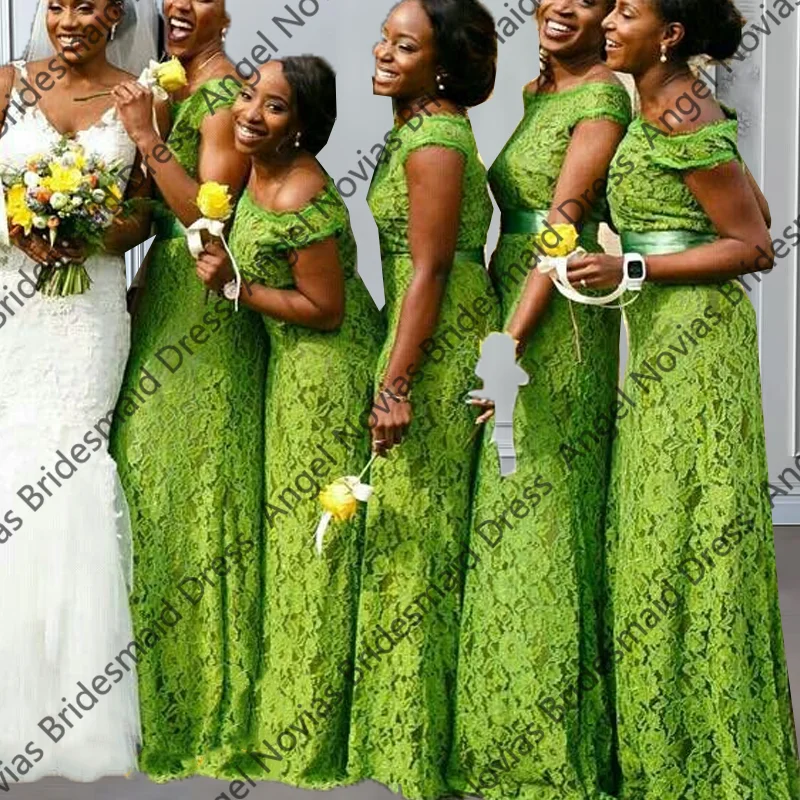 

Customized Long Green Lace Bridesmaid Dresses 2026 Wedding Party Dresses vestido de madrinha de casamento