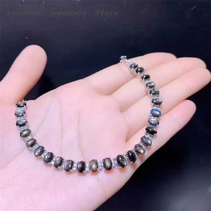 

New natural star sapphire bracelet 925 silver women's bracelet, simple and elegant, can be customized