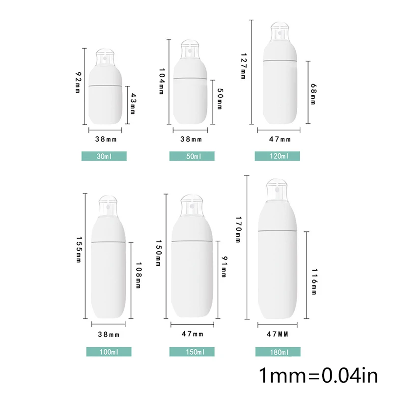 휴대용 여행 빈 프레스 펌프 디펜서 리필 가능 메이크업 병 키트, PET 스프레이 병 세트, 30-180ml, 3 개