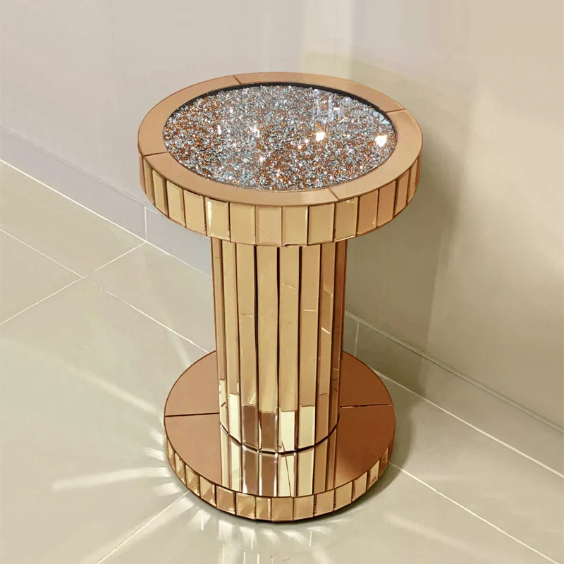 طاولة شاي اسكندنافية مستديرة وحديثة وبسيطة وخفيفة فاخرة وطاولة عرض زاوية ومرآة وطاولة مستديرة صغيرة #6