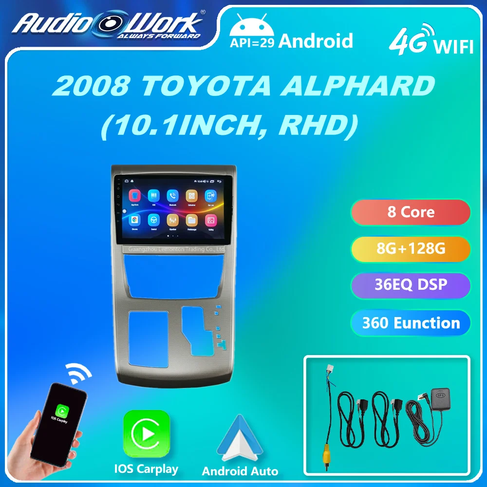 

Android для TOYOTA Alphard 20 серии Vellfire 2008-2014 автомобильное радио, мультимедийный плеер, навигация GPS Carplay, головное устройство Bluetooth