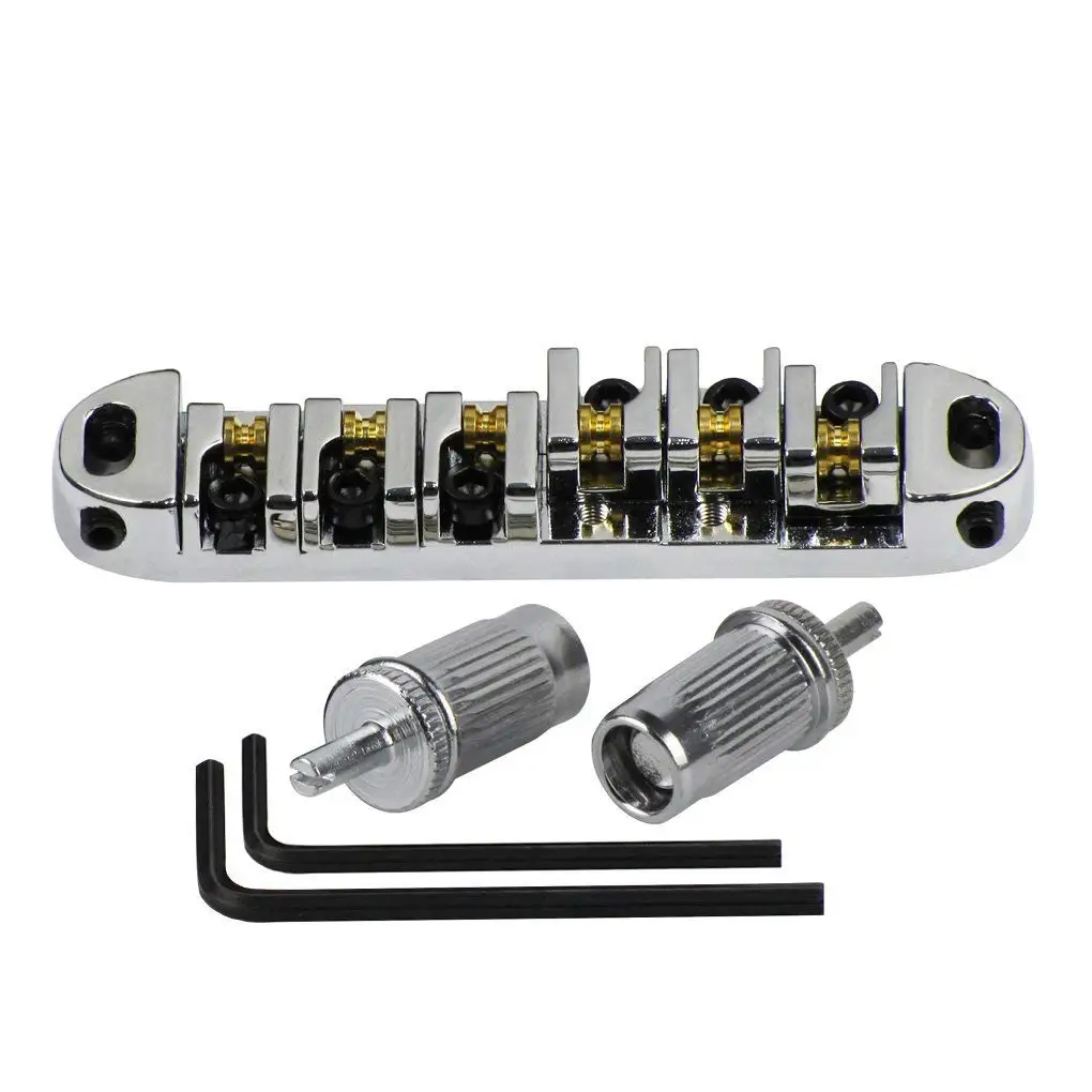 ขาย! ชุบโลหะ Chrome Roller Saddle Tune-O-Matic Bridge สําหรับกีตาร์ไฟฟ้าสไตล์ Les Paul เปลี่ยน