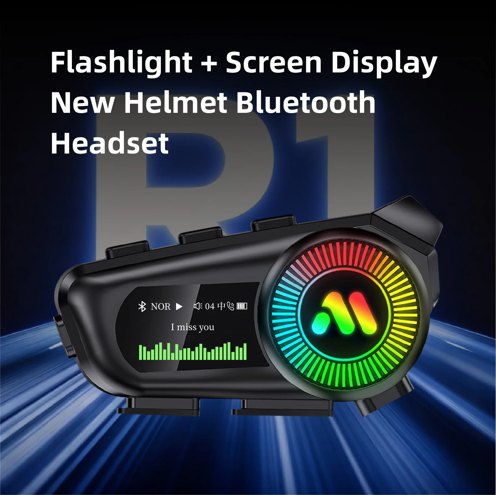Bluetooth Motorcycle Helmet Headsets Wireless Communication Riding Earphones BT 6.0 FM Radio LED Display TF Card Support