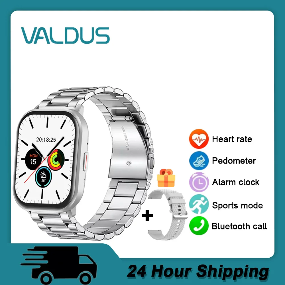 

VALDUS 2025 Новые умные часы VS02 для мужчин и женщин Bluetooth вызов сердечного ритма калорий будильник совместимый с Android IOS Smartwatch