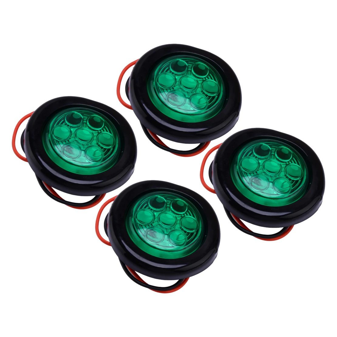 4pcs 2 inch 7-LED Round Truck Trailer Side Marker Lamp Clearance Tail Light 12V Universal for Trailer Truck RV UTV Boat Caravan