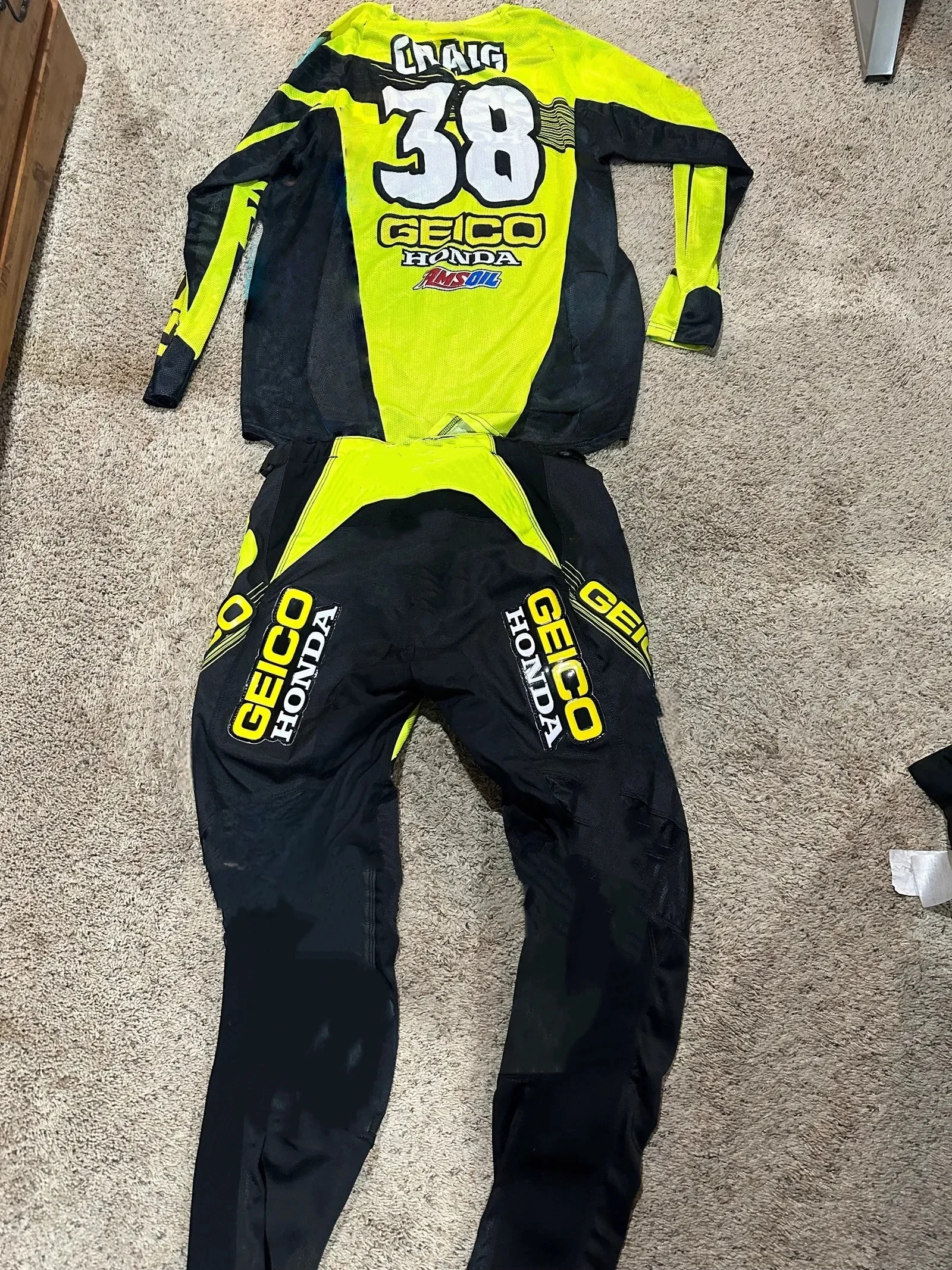 

Новый Крейг 2025л # Мужской трикотаж и брючный костюм Honda для мотокросса 38, желтая, черная гоночная форма, дышащее снаряжение для езды по бездорожью MX