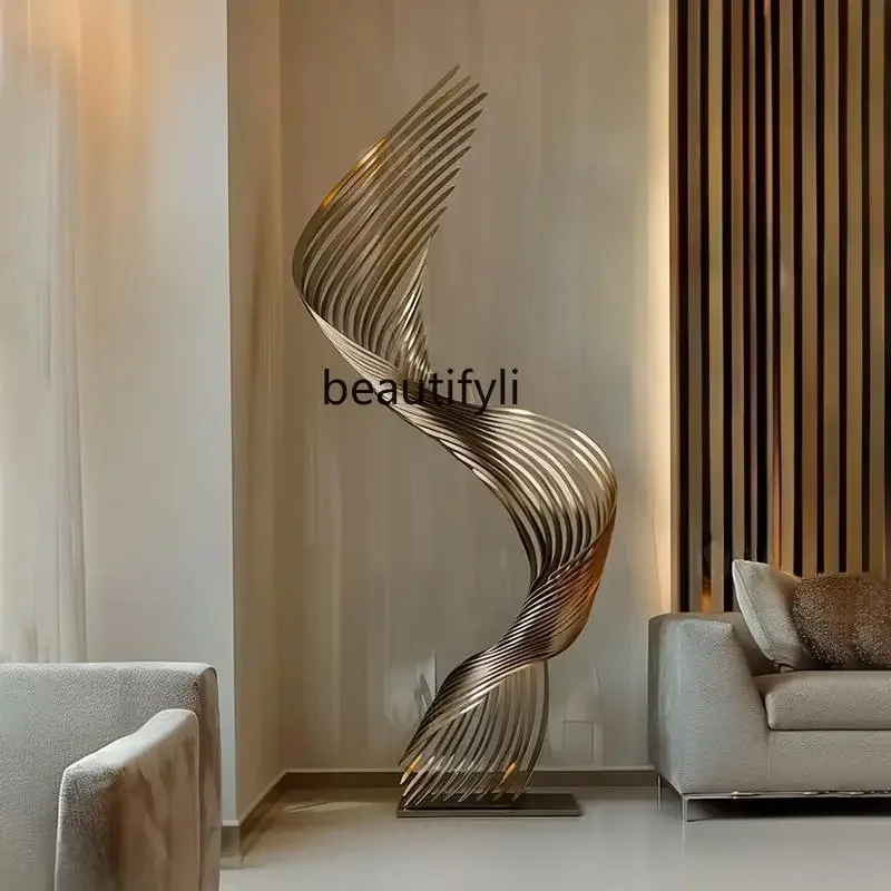 Stainless steel mirror abstract special-shaped spiral sculpture metal wing spread sales office square large landscape ornament
