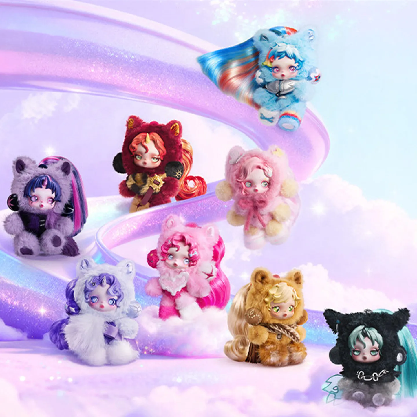 

POP MART SKULLPANDA x My Little Pony Plush Doll Pendant Genuine Blind Box Cute Anime Figure