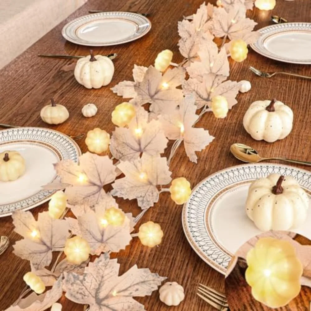 Maple Leaf Design Maple Leaf LED String Lights Waterproof Plastic Faux Fabric Garland Energy Efficient Lifelike