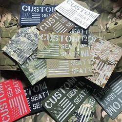 Custom Logo Laser Cut IR IFF Infrared Reflection Back Patch, Name Tapes, GrayLetters, Morale Tactics, Military Airsoft, 15cm