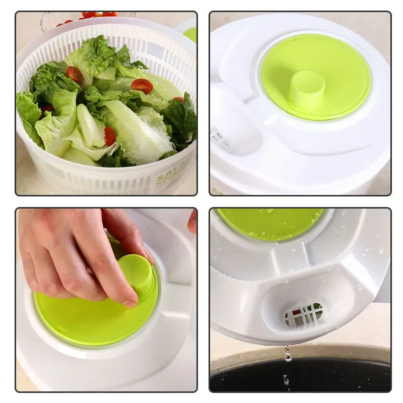 Salad Spinner, Vegetable Cleaner, Drain Basin, Filter for Washing, Drying, Green Leafy Vegetables, Kitchen Tools